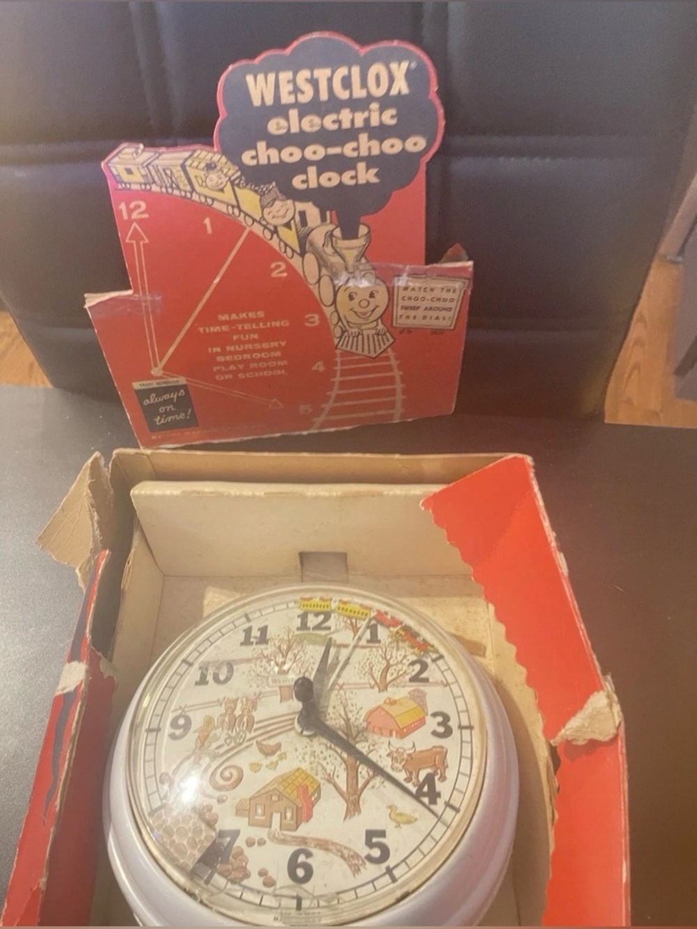 1958 vintage Westclox Choo Choo Electric Wall Clock W/ Moving Train
Works